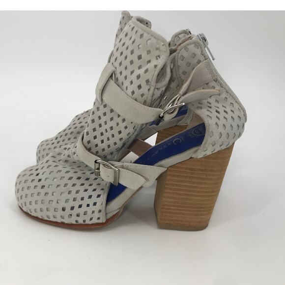 Jeffrey Campbell Brighton Gray Suede Cut Out Chunky Heel Boots Womens 9 - Picture 5 of 10